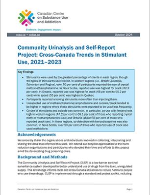 Community Urinalysis and Self-Report Project: Cross-Canada Trends in Stimulant Use 2021–2023