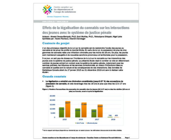 Effets de la légalisation du cannabis sur les interactions des jeunes avec le système de justice pénale