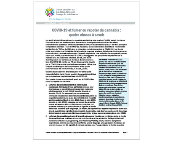 COVID-19 et fumer ou vapoter du cannabis : quatre choses à savoir