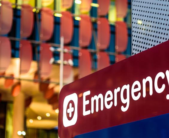 Emergency sign outside of a hospital.